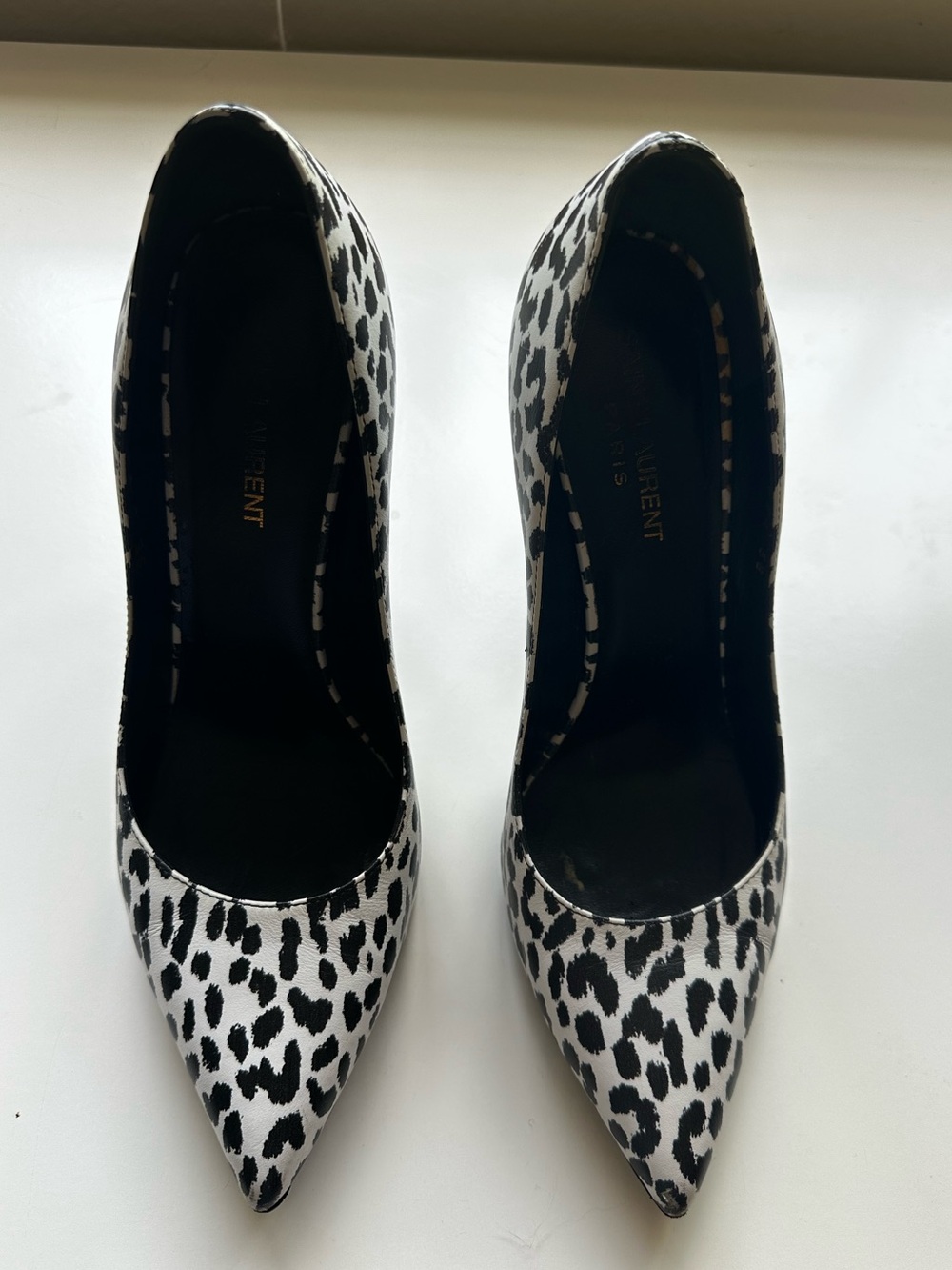 Saint Laurent High Heels 38 Dalmation black and white print